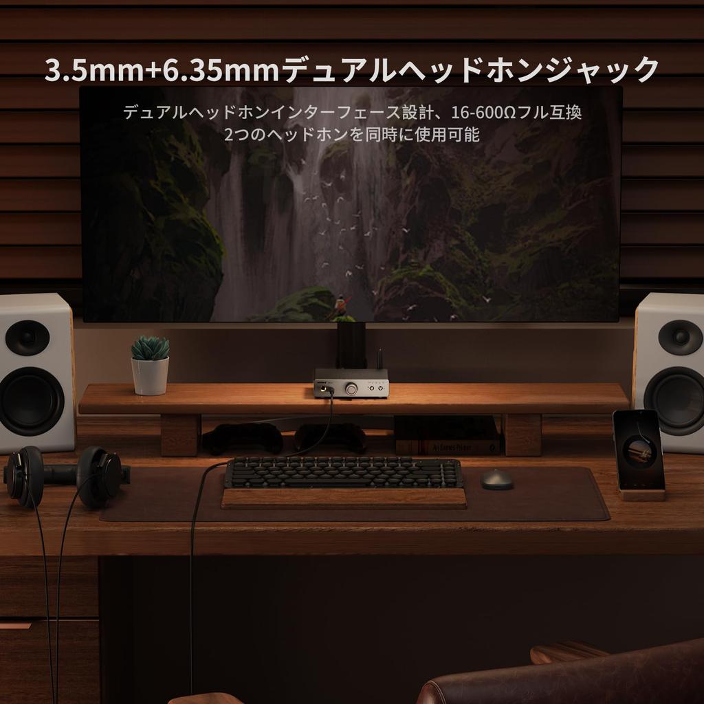AIYIMA Bluetooth Headphone Amplifier with ES9038Q2M Dual Headphone Output DAC-A7 5.4 Decoder, 3.5mm + 6.35mm