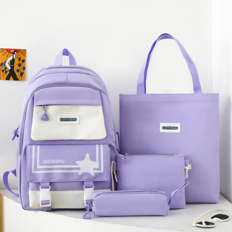 Four-Piece Backpack Set Schoolbag Large Capacity Backpack for Primary and Secondary School Students