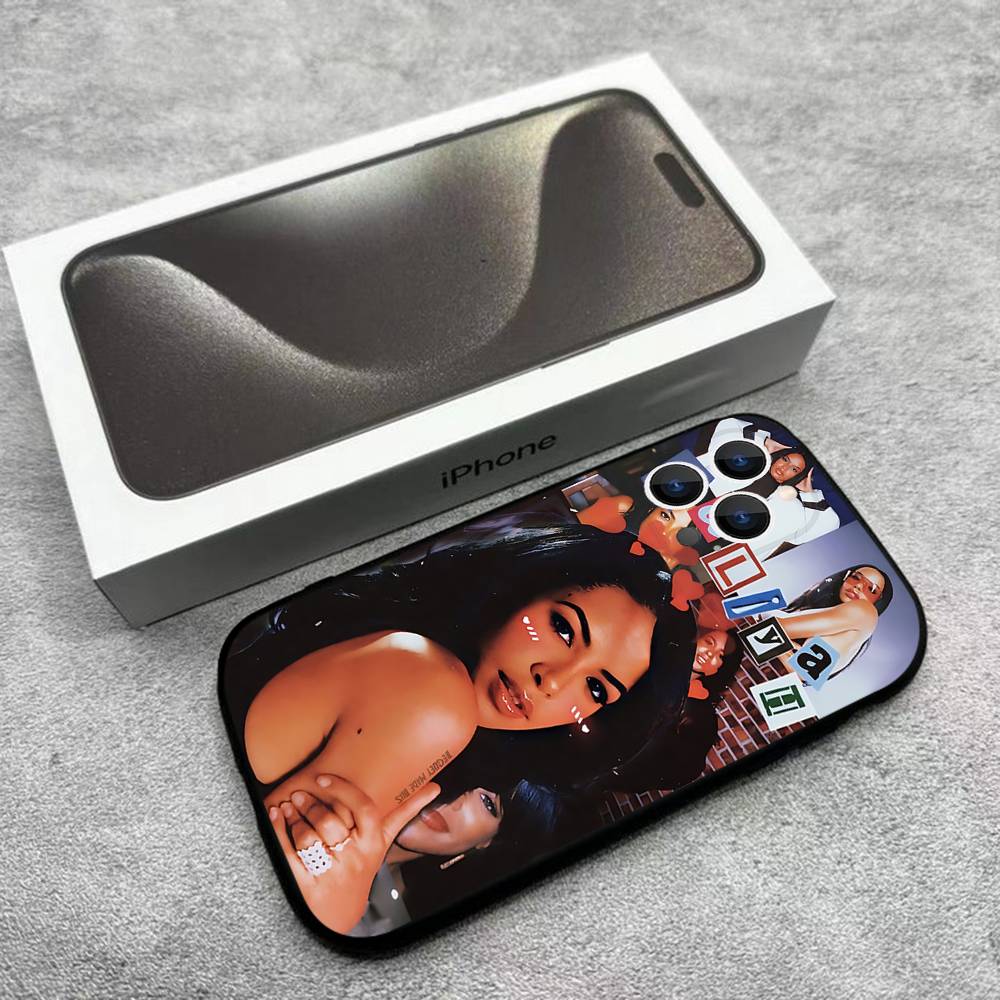 Sängerin A-AaliyahS Hip-Hop Handyhülle Für iPhone 17,16,15,14,13,12,Pro,Max,Plus,E,SE4,Air,Mini Schwarze Weiche Hülle