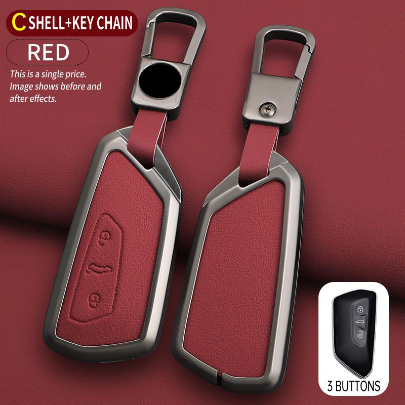 New Zinc Alloy Leather Car Key Cover, For Skoda Vrs Superpa Octavia A5 Kodiaq Octavia A7 A8, Protected Keychain Bag, Accessories