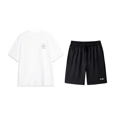 Fashion Simple Logo Print Versatile Comfortable Round Neck Pullover Short Sleeve T-Shirt Casual Sports Suit Unisex Tops YHSV371-2+AKSV843-1
