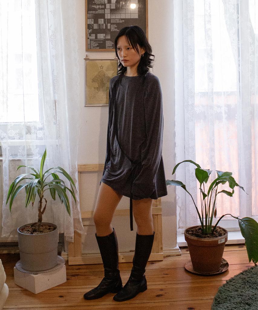 SAFARI SULA EXPLORE Shirred Strap Jersey In Charcoal