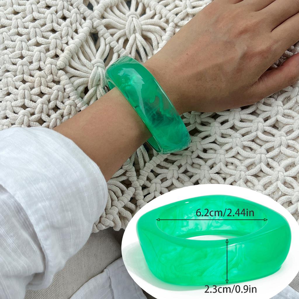 Irregular Wind Smudging Acrylic Bracelet, Exaggerated Translucent Gold Foil Resin Wide-Sided Bracelet