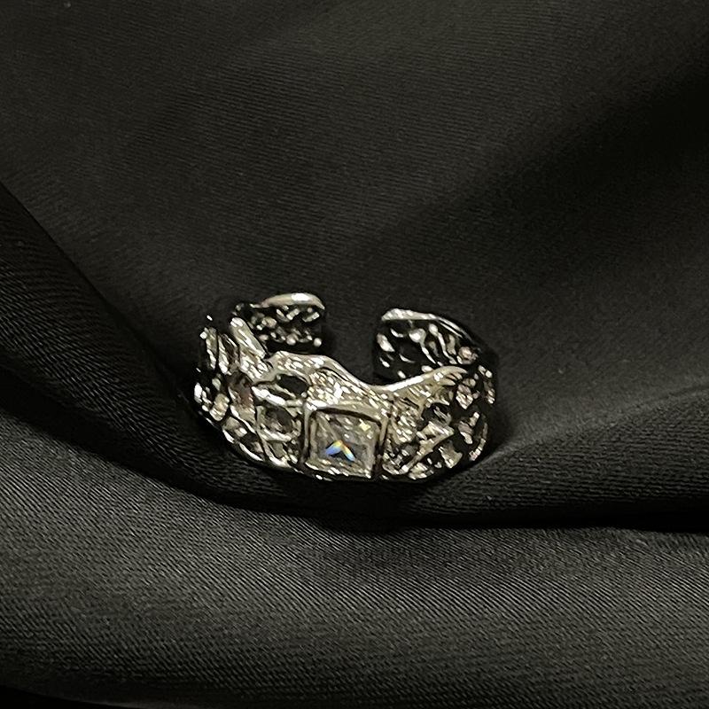 Caibao Medieval Ring Women'S Niche High-End Light Luxury Retro Open Ring Set Jewelry
