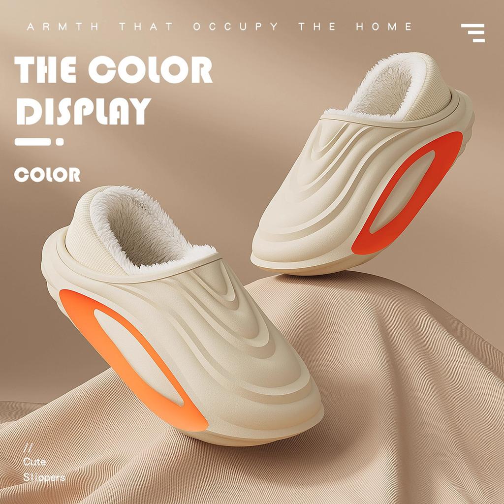 Waterproof Cotton Slippers Women's Winter 2025 New Bag Heel Thick-soled Indoor Home Non-slip Warm Cotton Shoes Men's Outer Wear