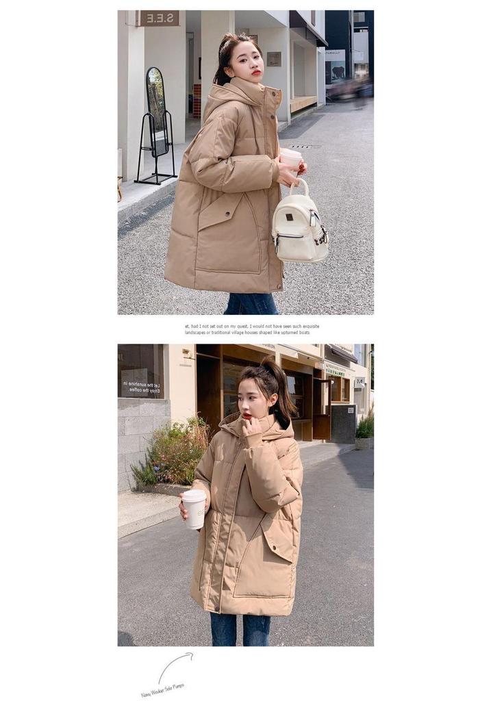 Women's Hooded Mid-Length Cotton Coat 2026 - Winter New Korean Style Loose Fit, Thick Padded Jacket Outerwear