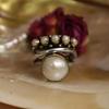 Sterling  Pearl Finger Ring for Women Personality Y2K Girl Accessories Two Tone Metal Rings Vintage Jewelry Party