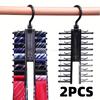 2PCS Tie Hanger Adjustable Tie Storage Rack with 360° Rotating Hooks for Belts Scarves Ties Adjustable Length Non-Slip Hanger