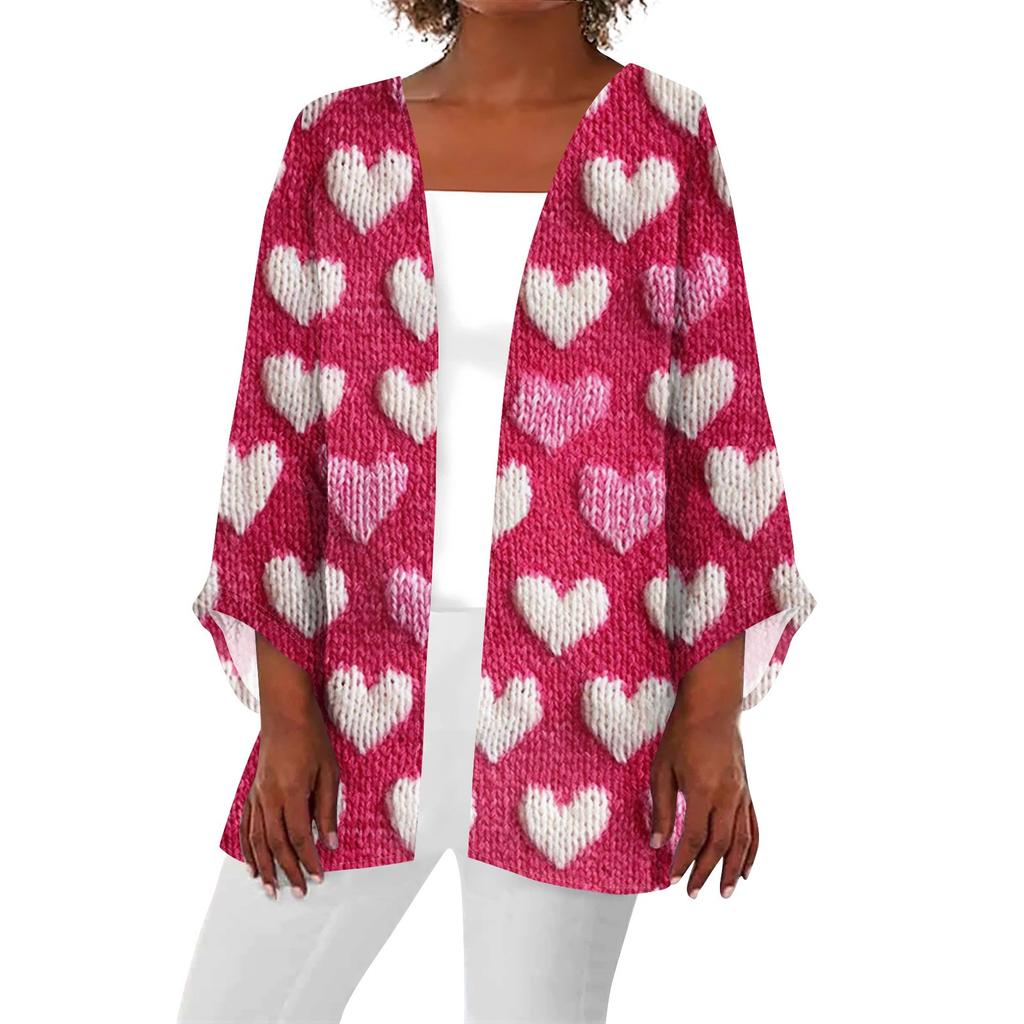 Women's Casual Fashion Print Lightweight Medium Length Jacket Cardigan