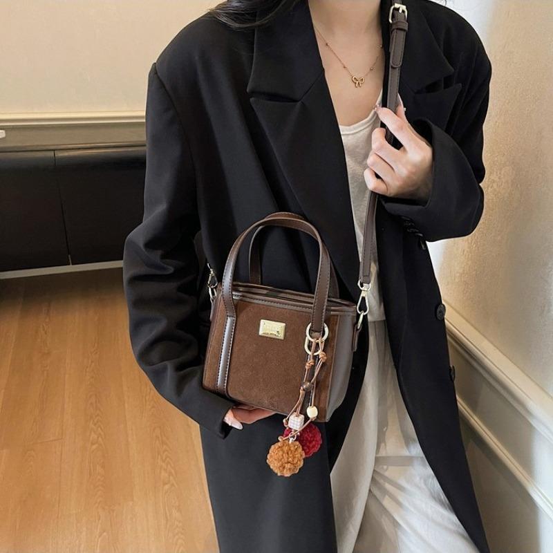 Suede Bag Women's Autumn and Winter New Niche Matte Retro Messenger Bag Bucket Bag