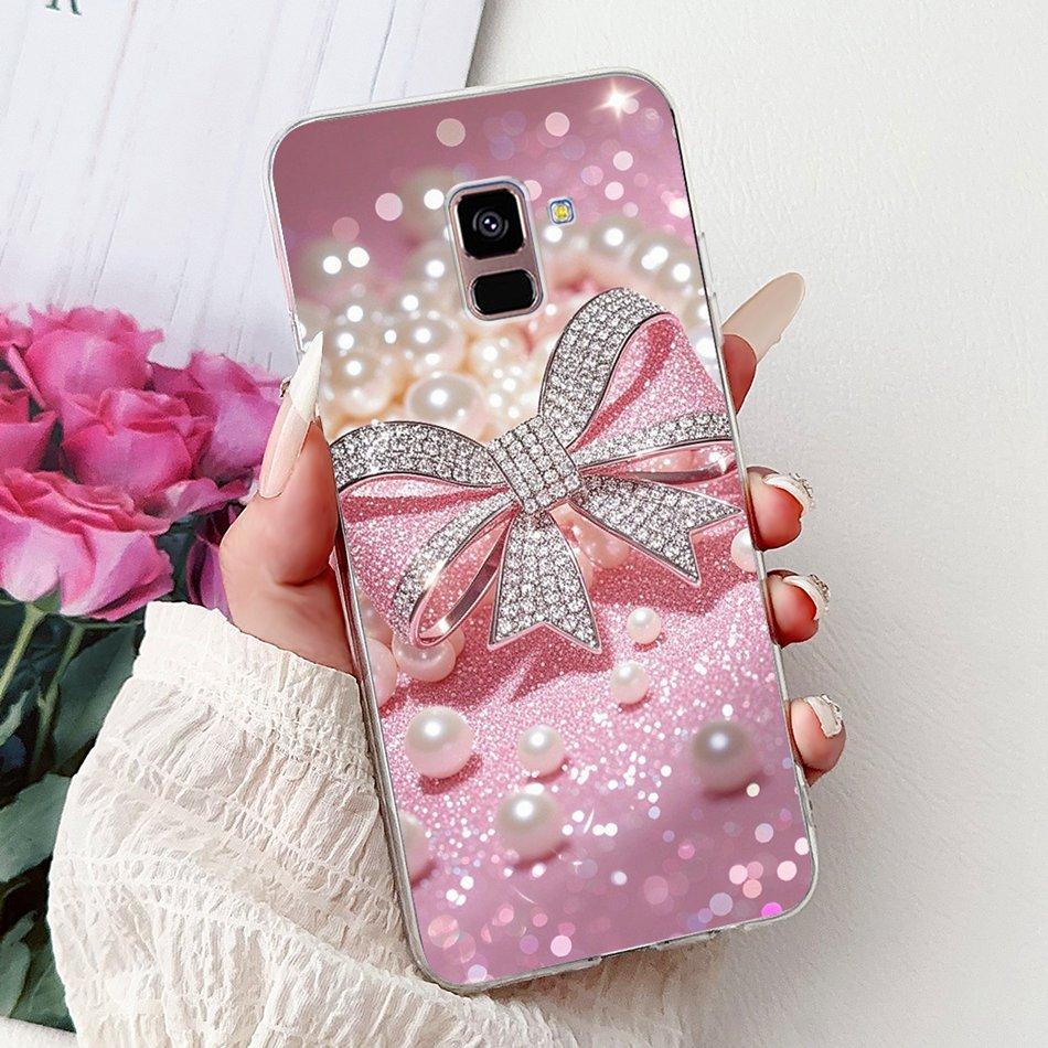 Phone Case For Samsung Galaxy A8+ (2018) SM-A730F / A8 (2018) SM-A530F Elegant Floral Butterfly Soft Silicone TPU Cases