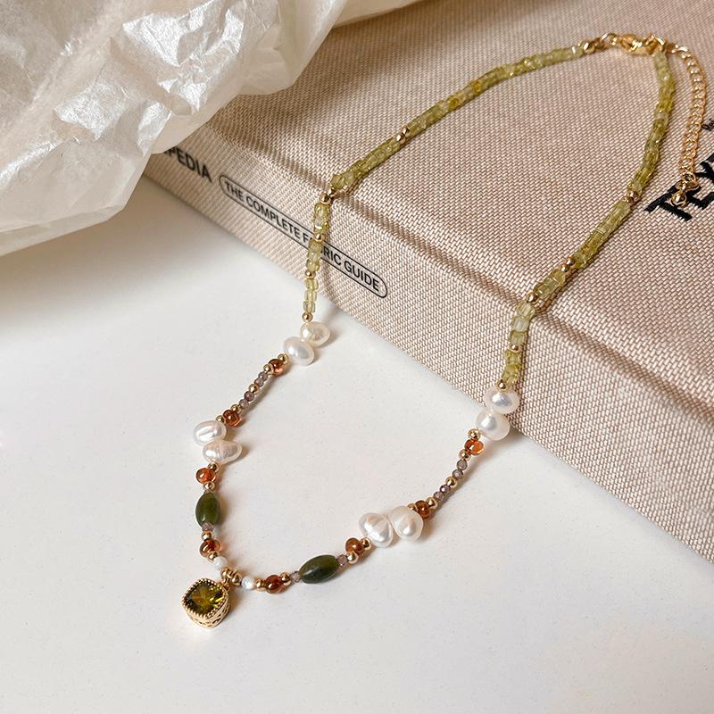 

Стеклянные бусины ожерелье из пресноводного жемчуга легкая роскошь нишевая бисерная цепочка на ключицу модное антикварное ожерелье женское