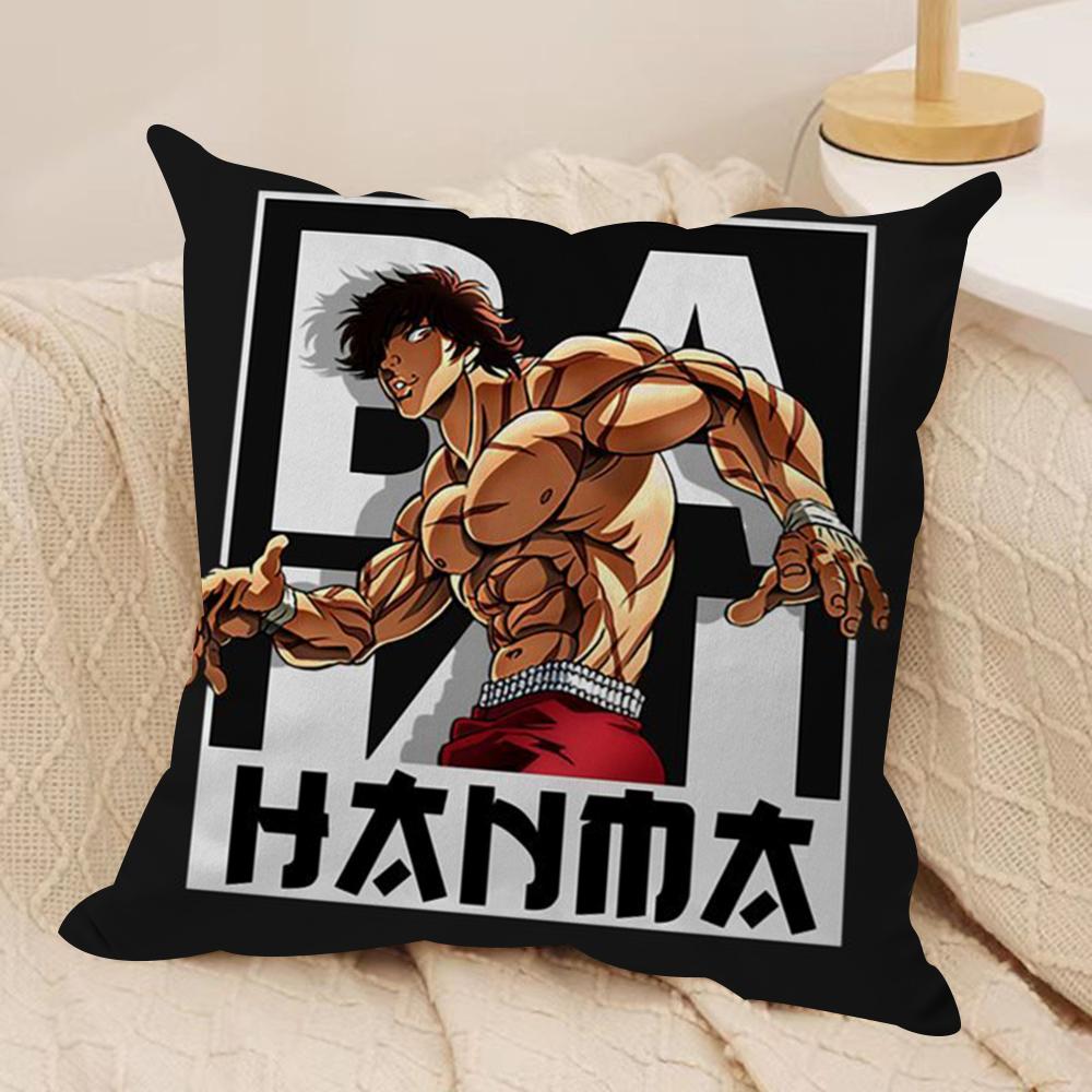 

H-Hanma B-Baki Cushion Cover Soft Plush Fabric Double-Sided Printed Sofa Cushion Cover for All Seasons Home Decor Gift 30cmx30cm