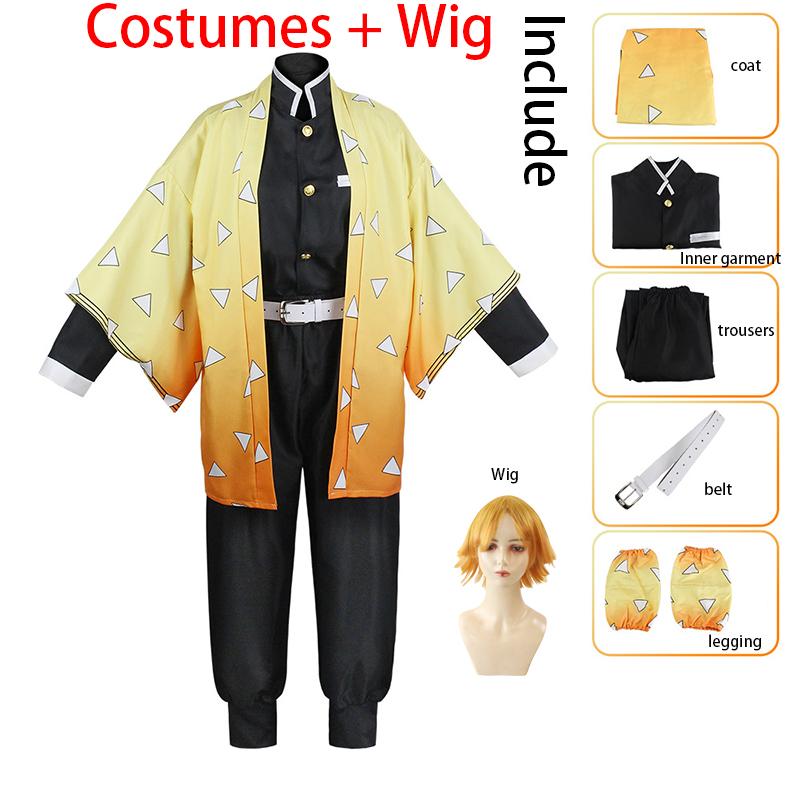 Ysir Anime Devil Hunter Agatsuma Zenitsu Cosplay Costume Women Kimono Uniform Halloween Christmas