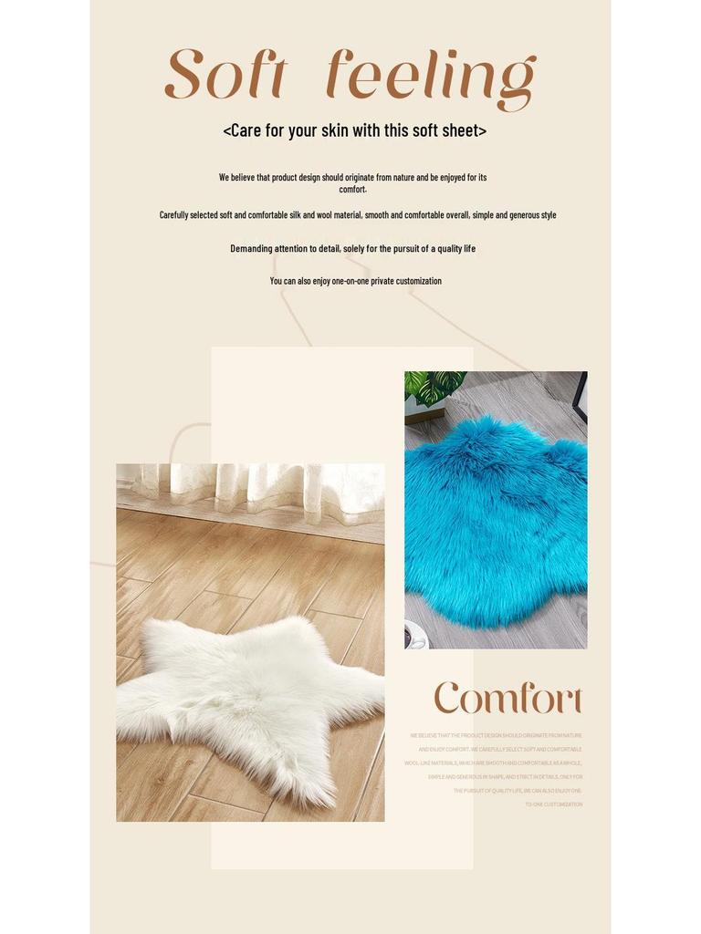Machine Washable Modern Faux Fur Rug - Dirt-Resistant Living Room/Bedroom Mat