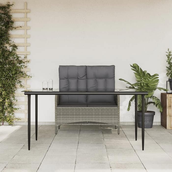 VidaXL Garden Dining Set and Cushions 2 Pcs Grey Rattan, Garden Furniture Set, Dining Set of 3203502