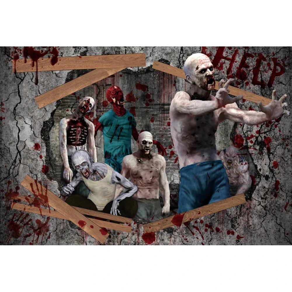 Circus Halloween Background Hanging Cloth Full Moon Night Witch Skull Carnival Party Decoration Background Photography Studio