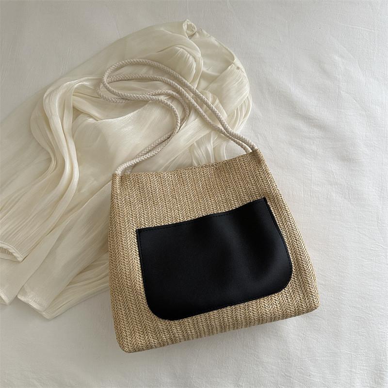 Fashionable Summer Straw Tote Bag For Women With Spacious Interior And Casual Style чёрный