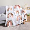 Dreamy, Cozy Cartoon Rainbow & Star Flannel Throw Blanket - Soft, Warm, and Versatile for Couch, Bed, Office, and Travel