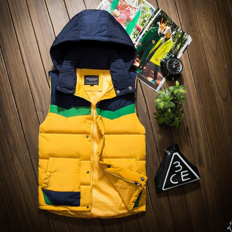 

Couple men s down cotton vest men s youth autumn and winter thickened trendy vest jacket thermal shirt S жовтий