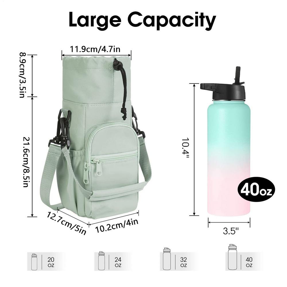

Water Bottle Holder Insulated Cup Holder With Pockets Large Capacity Waterproof Organizer Pouch Adjustable Strap Outdoor Gear светло-зеленый