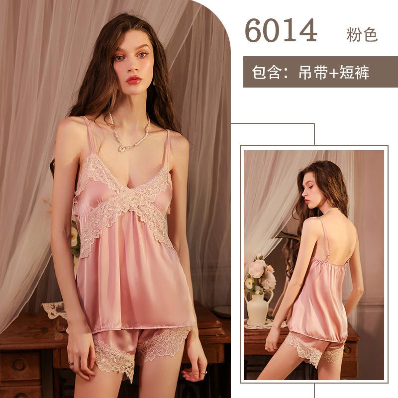 

Сексуальная женская летняя одежда из легкого роскошного ледяного шелка с нагрудными подушечками, комплект на бретелях в стиле чистой страсти average size [wearable weight: within 65kg]