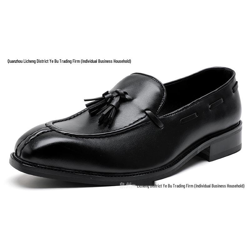

Men s Plus Size Tassel Pointed Toe Leather Loafers - British Style Formal & Casual Shoes Size 46 чорний