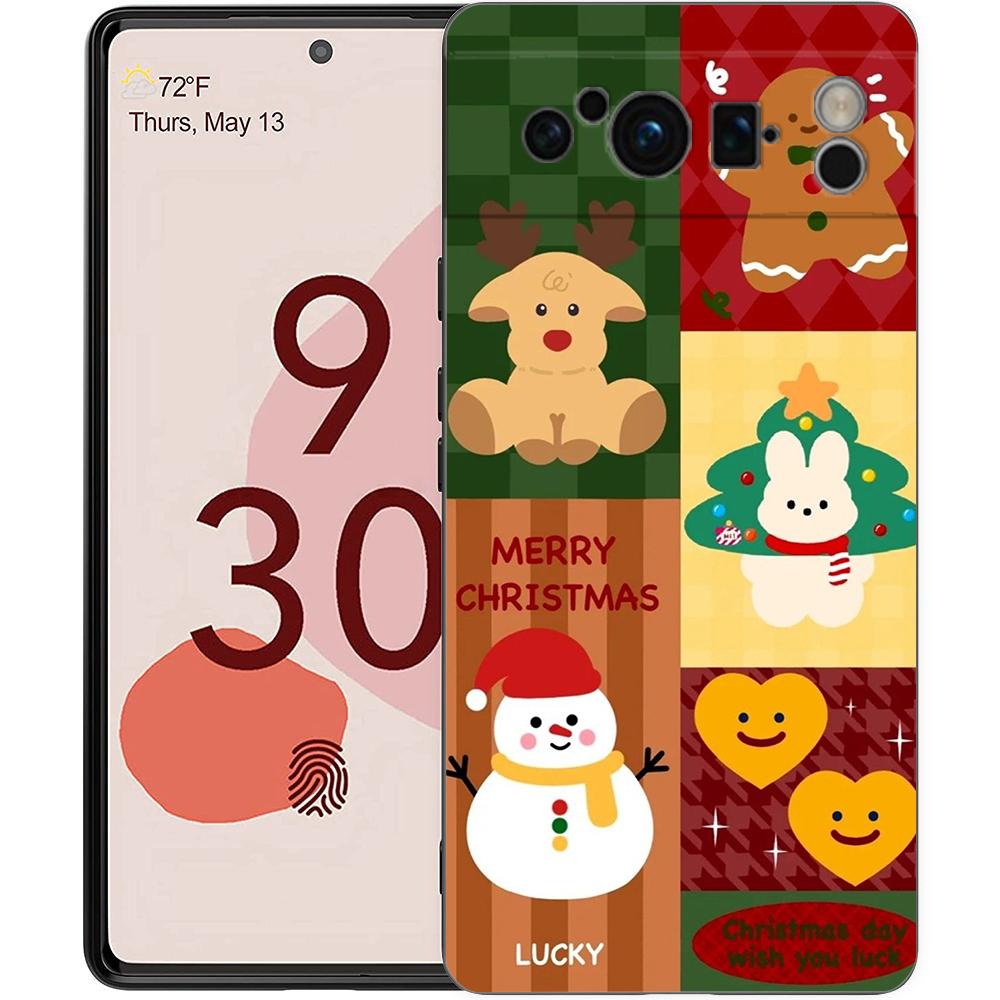 Funny Cartoon New Year Christmas Santa Phone Case For Google Pixel 9 8 7 6 Pro XL 8A 6A 7A 5G Soft TPU Black Cover Fundas