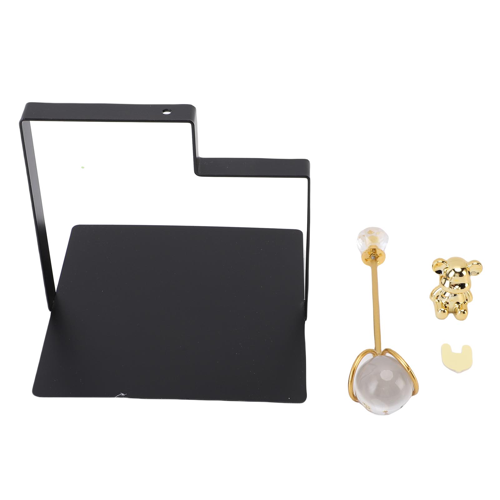 Mfyspace Black Square Metal Napkin Dispenser Modern Flat Napkin Holder With Cute Bear Decoration Handle For Hotel Kitchen Restaurant