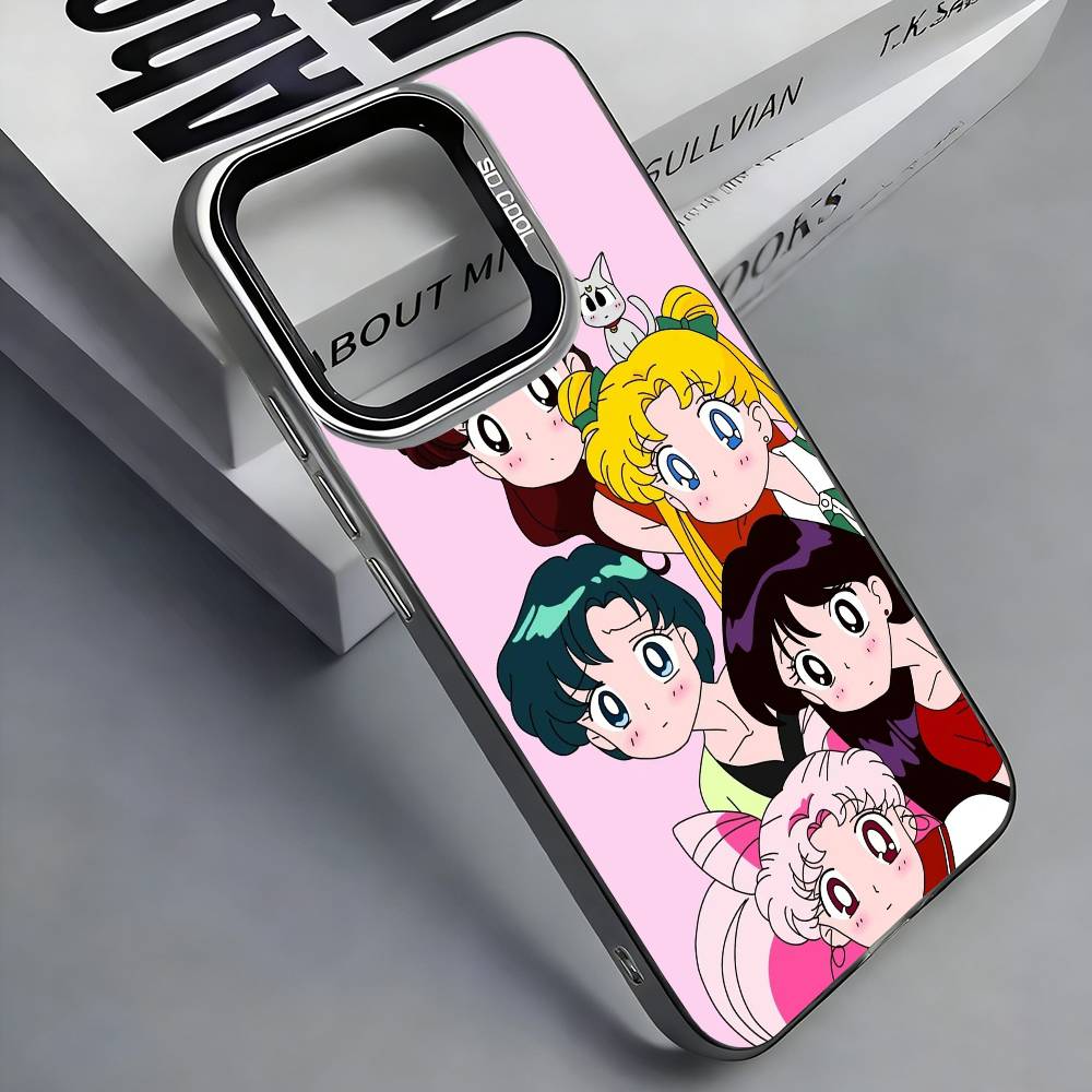 Coque de téléphone colorée Argentée au dos S-Sailor M-Moons Pour IPhone 17 16 15 14 13 12 11 Plus Pro Max Plus