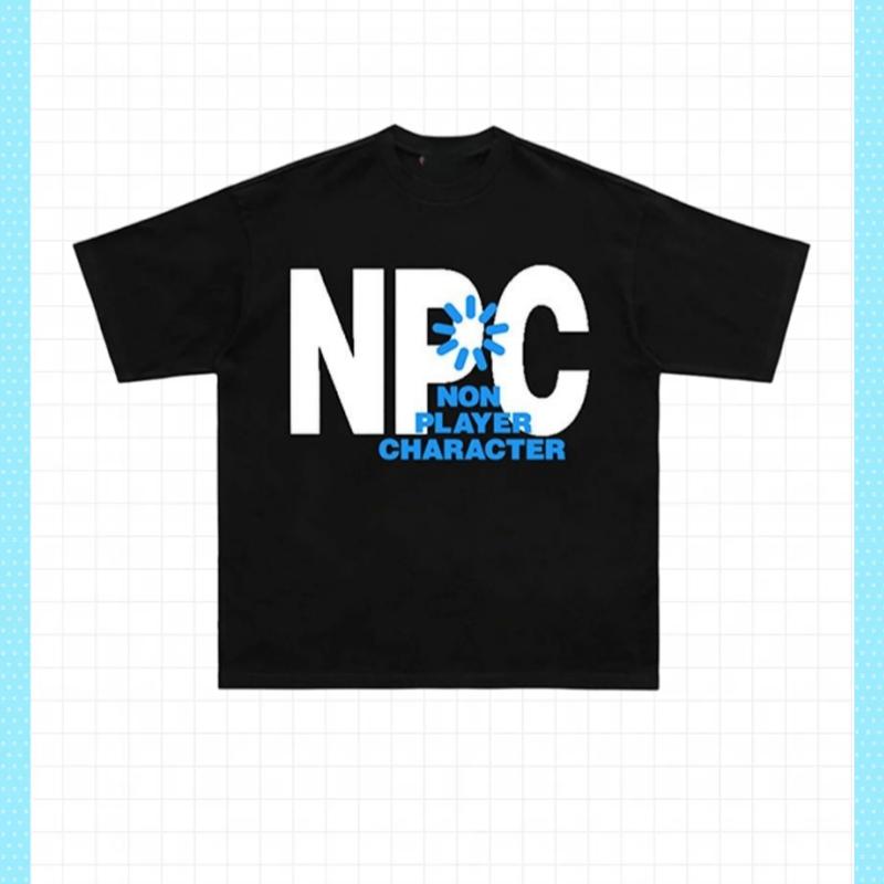 Spring and Summer Mens Clothing Cotton Fashion Casual Funny NPC Pattern Printed Personalized Round Neck Short Sleeved Tshirt