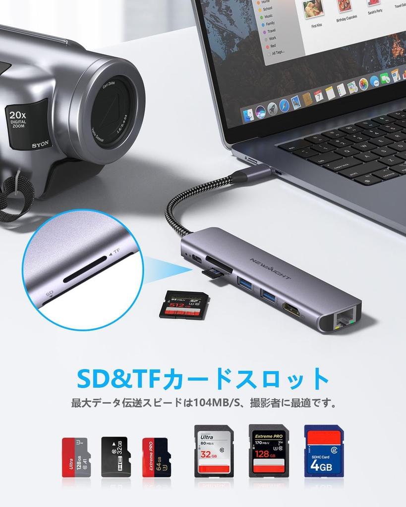 USB C Hub Adapter lan hdmi Docking Station Gigabit Ethernet PD 100W Fast Charging HDMI High Speed Data Transfer Card Compatible with Macbook