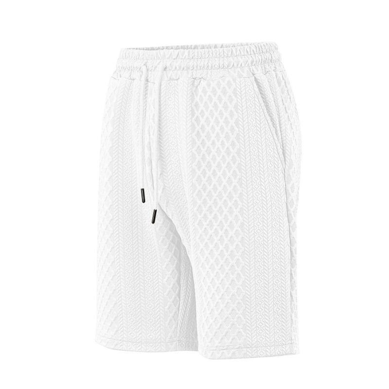 Mens Casual Textured Drawstring Elastic Waist Summer Shorts S