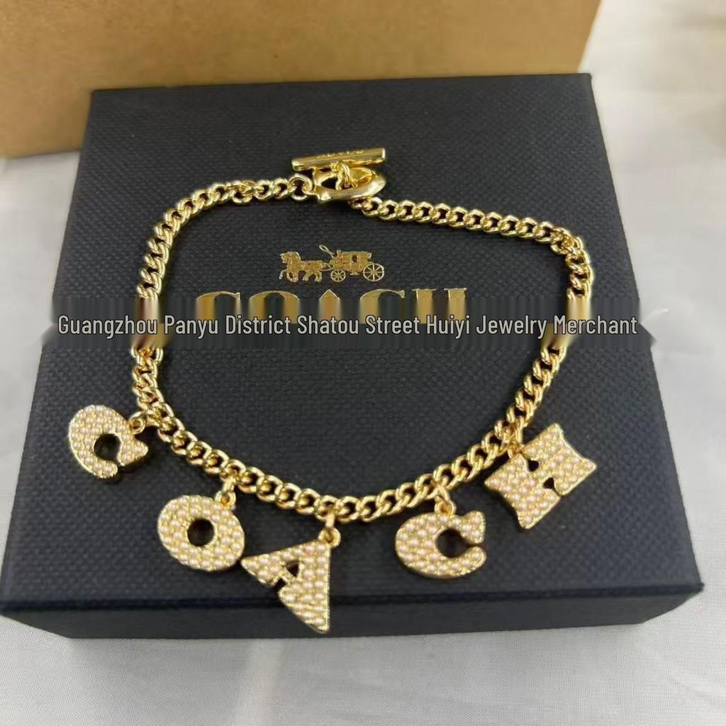 COA Perlen Diamant Buchstaben Anhänger Dicke Kette Halsketten Set.