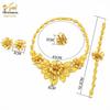 Dubai 24K Arany Menyasszonyi Ékszerszett: Nyaklánc, Gyűrű, Fülbevaló, Karkötő