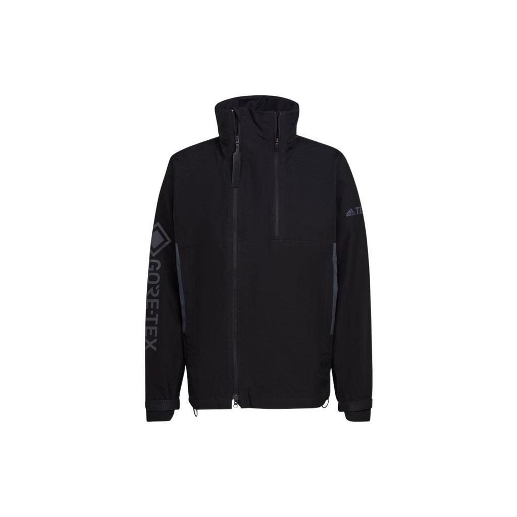 Adidas Logo Print Zip-Up Collar Jacket Unisex Outerwear Black HG6033