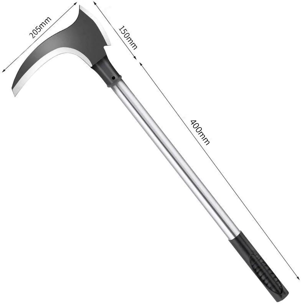 Doppel-Mähsichel aus hochmanganhaltigem Stahl, Langstiel, Rasenmäher, Multifunktionstool für Bergfischerei, Outdoor, Landwirtschaft, zum Baumfällen