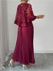 Women's Elegant 3D Floral Mesh Patchwork A-Line Dress with Pleated Skirt