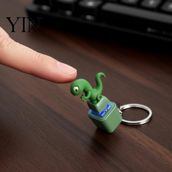 Fidget Toy With LED Light Duck Sound Button Keychain, Rechargeable Clicker with Real & Backpack Hanging Light, Funny Interactive Desk Stress