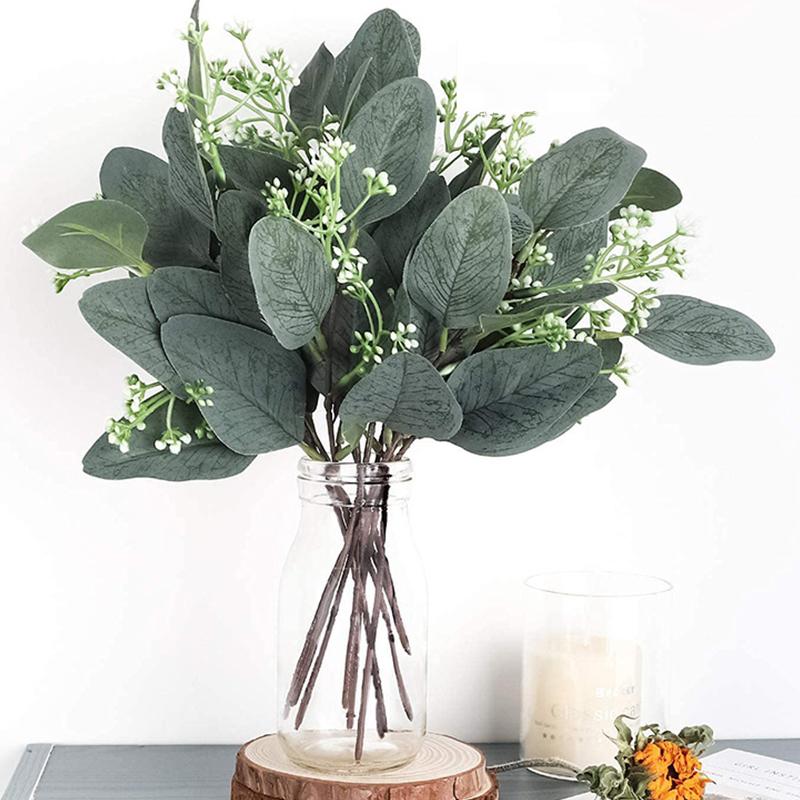 

Имитация листьев Искусственная зелень Цветы Поддельные листья эвкалипта Букет листьев эвкалипта