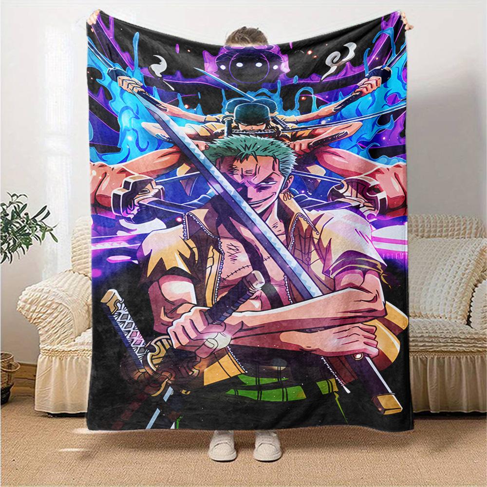 Zoro'S Epic Swordsmanship Flannel Blanket Super Soft Warm Cozy Blanket For Sofa Bed Office Travel Allseason Home Decor Gift