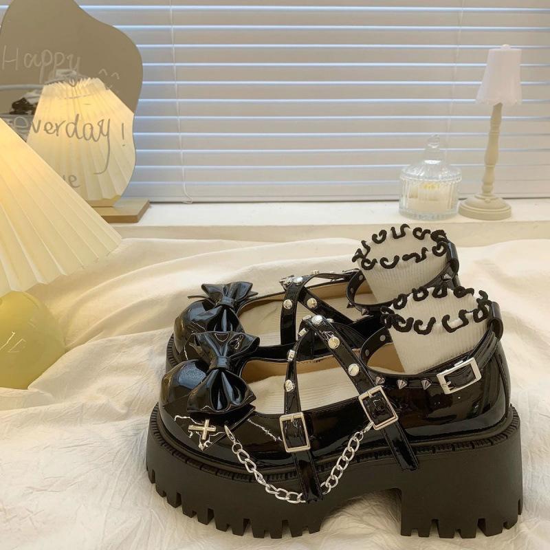 Sweet and cool babes, single shoes women's spring and autumn new punk dark subculture yk platform small leather shoes