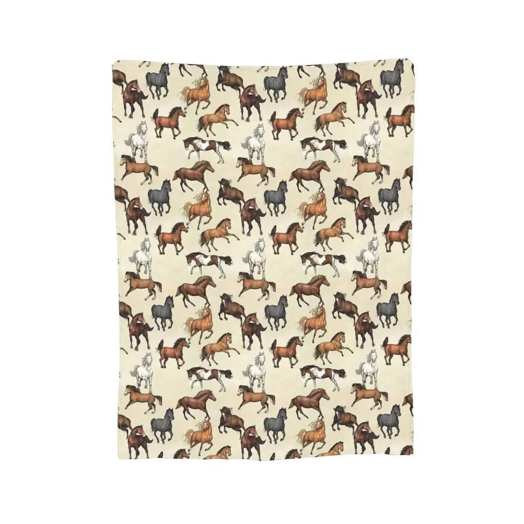 Sunset Horse Pattern Blankets Soft Warm Flannel Throw Blanket Bedding for Bed Living Room Picnic Travel Home Sofa
