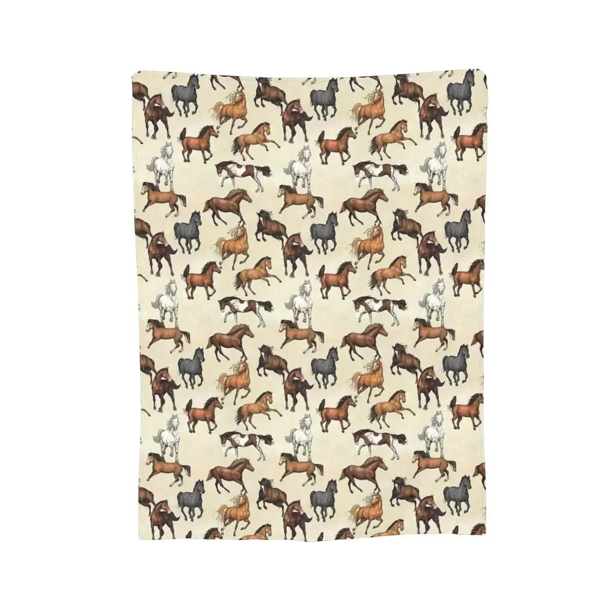 

Одеяла с узором заката и лошади, мягкое теплое флисовое одеяло, постельное белье для кровати, гостиной, пикника, путешествий, дома, дивана 40x50in