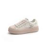 Spring new little white shoes women's leather thick-soled heightening fashion shell head board shoes lace-up casual sports shoes