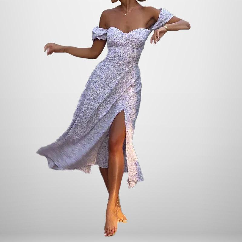 New Summer Women's Clothing Elegant and Fashionable Floral One-shoulder Dress for Women