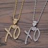 High Hip Hop XO Letter Pendant Necklace for Women Men, Fashion Creative Cubic Zirconia Exaggerated Hip Hop Rock Gift Jewelry