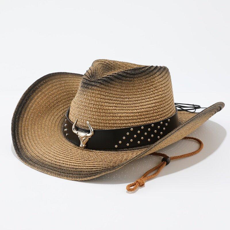 Popular European and American Western Cowboy Straw Hat Men's and Women's Fashion Shade Straw Hat Outdoor Western Cowboy Hat