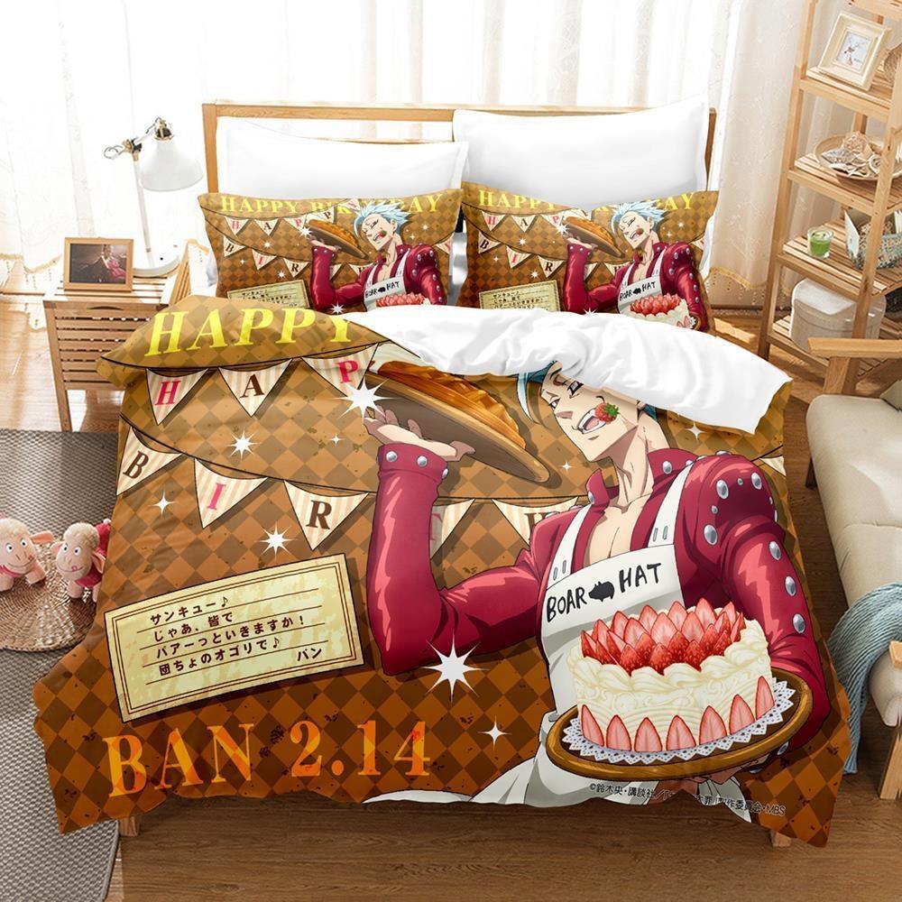 3D Anime Escanor The Seven Deadly Sins Bedding Set Single Twin Full Queen King Size Bed Set Adult Kid Bedroom Duvetcover Sets