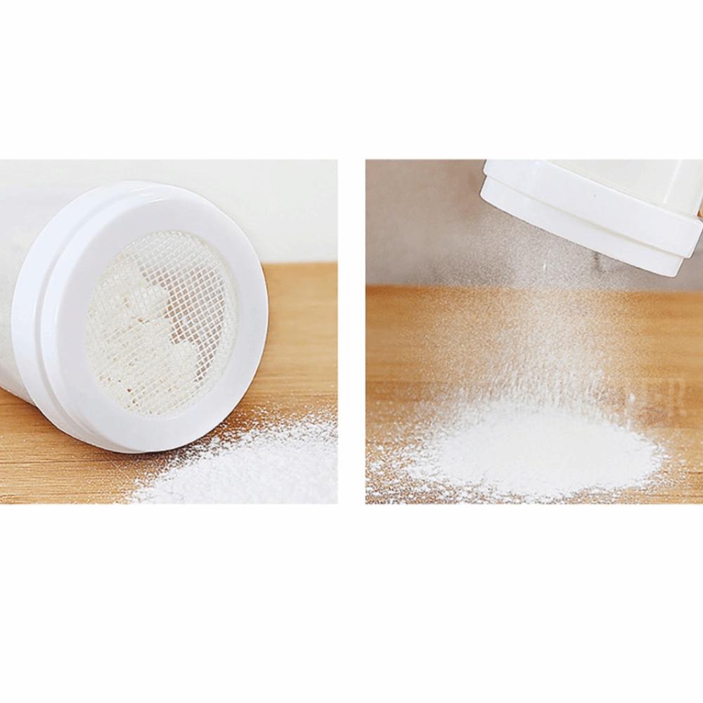 with Lid Powder Sugar Shaker Plastic Manual Flour Sifter Flour Dispenser Bottle Home Kitchen